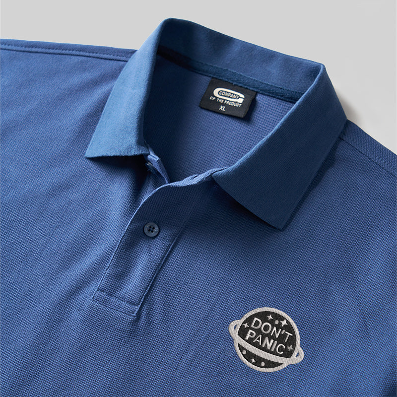 Don't Panic Geek Embroidered Polo Shirt