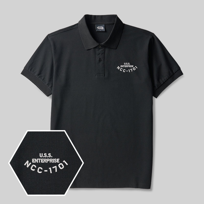Scifi Spacecraft Geek Embroidered Polo Shirt