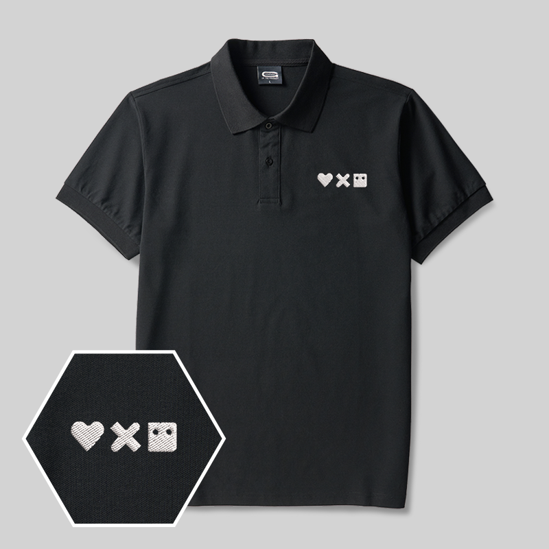 Pixel Emotions Geek Embroidered Polo Shirt