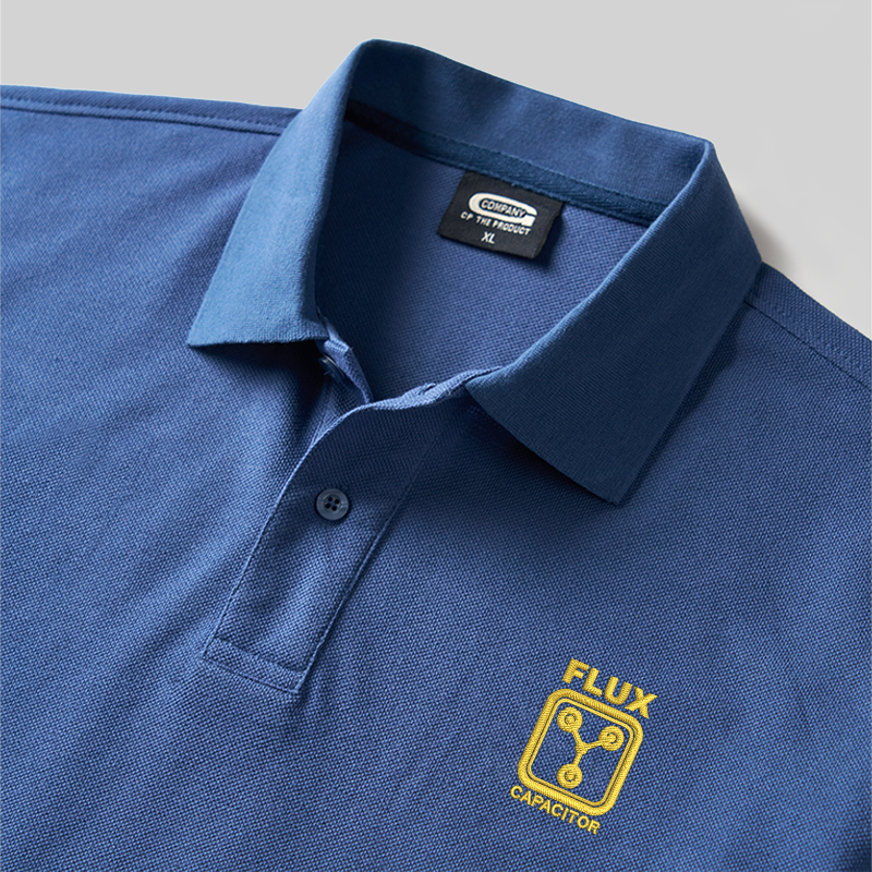 Flux Capacitor Emblem Geek Embroidered Polo Shirt