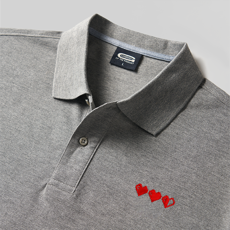 Pixel Hearts Geek Embroidered Polo Shirt