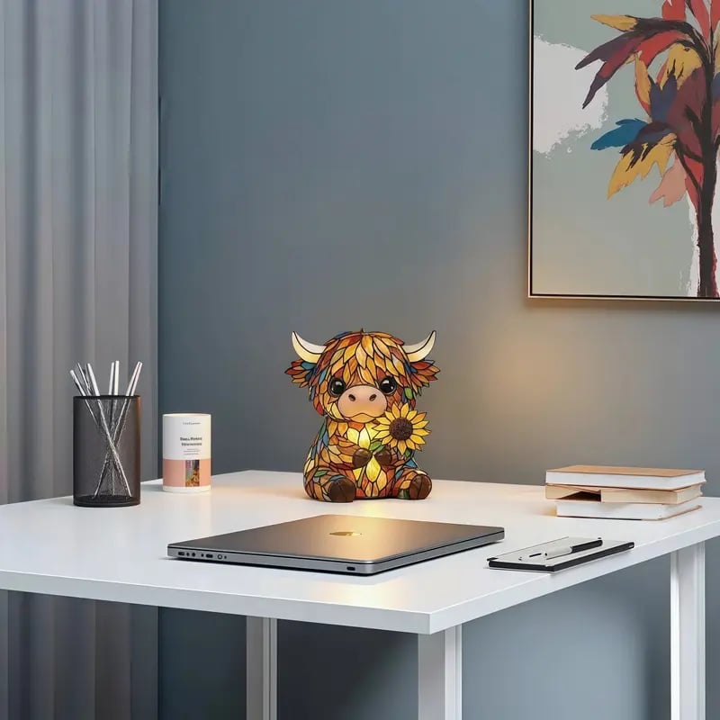 🌻Mother's Day Sale 49% OFF- 🐮Creative Highland Cow  Sunflower LED Night Light