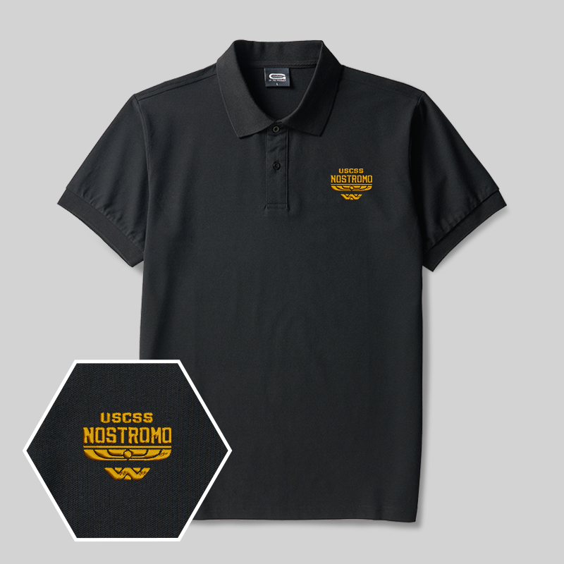 Alien Space Freighter Geek Embroidered Polo Shirt